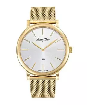 Мужские кварцевые часы Mathey-Tissot Monsoon золотистого оттенка из нержавеющей стали с серебристым циферблатом H7916PYS серебряный