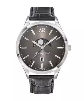 Мужские кварцевые часы Mathey-Tissot Urban Moon с кожаным ремешком и черным циферблатом H411LAN чёрный