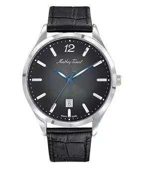 Мужские кварцевые часы Mathey-Tissot Urban с кожаным ремешком и черным циферблатом H411AN чёрный