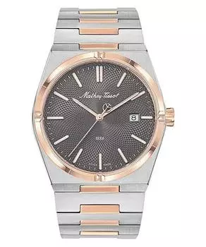 Мужские кварцевые часы Mathey-Tissot Zeus из двухцветной нержавеющей стали с черным циферблатом H118RS чёрный