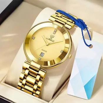 Мужские кварцевые часы, модные повседневные, календарь, стальной браслет, водонепроницаемые часы