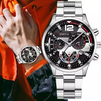 Мужские кварцевые часы с календарем, модные роскошные мужские наручные часы со светящимися стрелками, лучшие подарки, часы чёрный