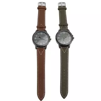 Мужские кварцевые часы с круглым большим циферблатом и ремешком из искусственной кожи в стиле ретро наручные часы для повседневной жизни, спорта и бизнеса P Brown