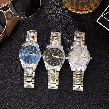 Мужские кварцевые часы с круглым циферблатом из сплава, водонепроницаемый ночник без задержки, высокоточные наручные часы для деловых поездок и путешествий белый