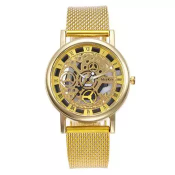 Мужские кварцевые часы с полым силиконовым сетчатым ремешком OneSize чёрный