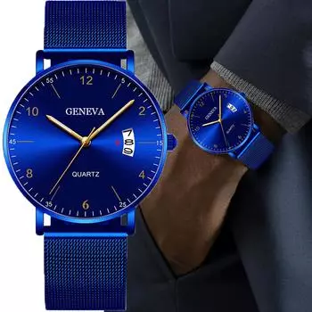 Мужские кварцевые часы со светящимися стрелками, модный бизнес-дизайн, календарь, мужские наручные часы, лучшие подарки, часы