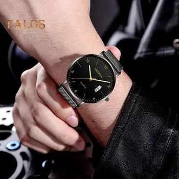 Мужские кварцевые часы Светящийся круглый циферблат Простой стиль Сплав без задержки Сетчатый ремешок Проверка времени Высокая точность Ежедневные наручные часы Часы для свиданий Офисная вечеринка