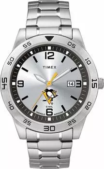 Мужские кварцевые часы Timex Tribute Citation 42 мм с ремешком из нержавеющей стали, Pittsburgh Penguins, кварцевые часы.