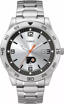 Мужские кварцевые часы Timex Tribute Citation 42 мм с ремешком из нержавеющей стали, Philadelphia Flyers, кварцевые часы.