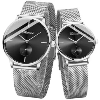 Мужские кварцевые часы, тонкие, простые, повседневные, модные, легкие, водонепроницаемые, с сетчатым ремешком, аналоговые часы, популярные часы для мужчин