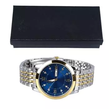 Мужские кварцевые деловые часы с датой, светящиеся, из нержавеющей стали, двойной календарь, наручные часы, водонепроницаемые