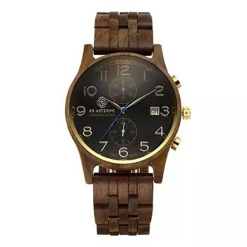 Мужские кварцевые деревянные часы Eterno CHRONO NUX 42 мм