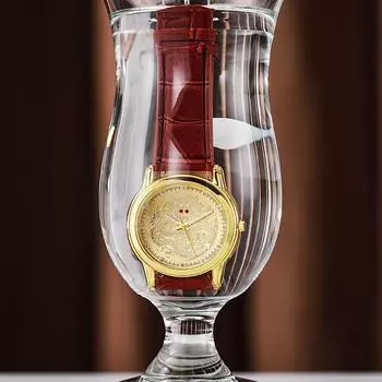 Мужские кварцевые круглые шикарные наручные часы с поясом дракона OneSize золотой