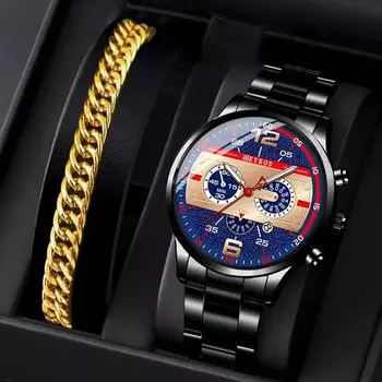 Мужские кварцевые наручные часы с люминесцентным циферблатом и браслетом из нержавеющей стали, мужской подарок