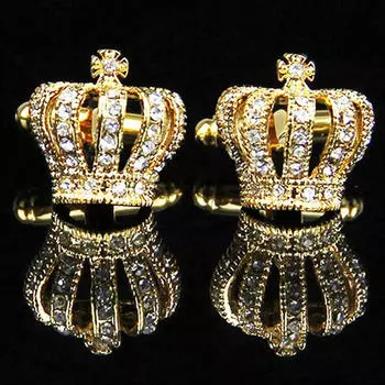 Мужские латунные запонки, запонки с кристаллами для французской рубашки, свадьба, золото, 16 x 15 мм