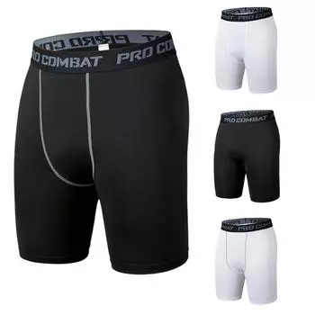 Мужские леггинсы, базовый слой, узкие компрессионные спортивные шорты для тренажерного зала, фитнеса, тренировок, штаны для бега, колготки, баскетбольные шорты S белый