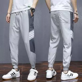 Мужские леггинсы, повседневные мужские летние облегающие брюки, корейская версия, трендовые укороченные брюки с эластичной резинкой на талии, мужские спортивные брюки M