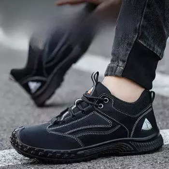 Мужские легкие дышащие защитные ботинки Anzhi со стальным носком — защита от ударов и проколов, идеально подходят для лета. Size 40