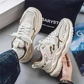 Мужские легкие кроссовки 2025 года, осень, новая повседневная обувь, мужская спортивная обувь, обувь знаменитостей из Интернета, обувь для пап на платформе 39 белый