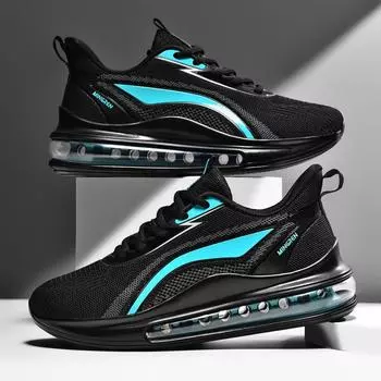 Мужские легкие кроссовки большого размера с дышащей сеткой на воздушной подушке, мужские кроссовки, кроссовки для бега, мужская обувь для тенниса 39 чёрный/зелёный