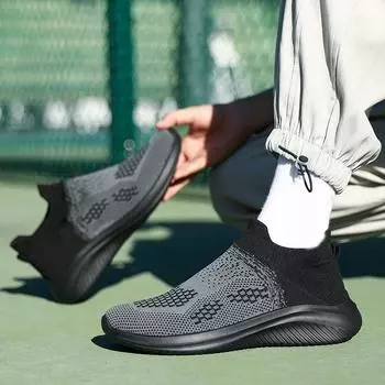 Мужские легкие кроссовки для бега, дышащие мужские кроссовки, лоферы без шнуровки, мужская повседневная обувь, размер 46 44