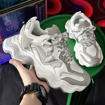 Мужские легкие кроссовки для бега в стиле ретро с амортизацией 42 серый/белый