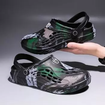 Мужские легкие летние пляжные сандалии, легкая садовая обувь, мужские повседневные уличные тапочки, удобный принт из ЭВА для мальчиков 39