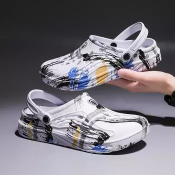 Мужские легкие летние пляжные сандалии, легкая садовая обувь, мужские повседневные уличные тапочки, удобный принт из ЭВА для мальчиков 39