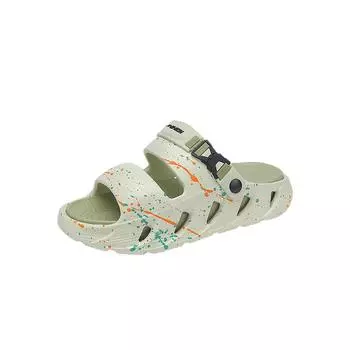 Мужские легкие летние повседневные сандалии на плоской подошве, нескользящие, удобные, модные, домашние и уличные пляжные тапочки, семейная обувь, большой размер 40-41