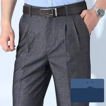 Мужские легкие прямые брюки Брюки больших размеров Свободные повседневные брюки Брюки с высокой талией 40 чёрный