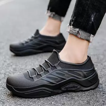 Мужские легкие резиновые сапоги на плоской подошве, водонепроницаемые, износостойкие, для кухни, мойки автомобиля, мужские кроссовки, мужская рабочая обувь, обувь для рыбалки на открытом воздухе 45 чёрный