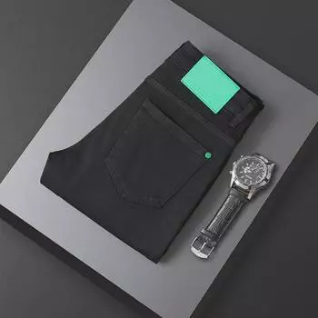 Мужские легкие роскошные джинсы с защитой от выцветания — новая европейская весенняя мода, прямой крой, ткань с тремя защитными свойствами 40