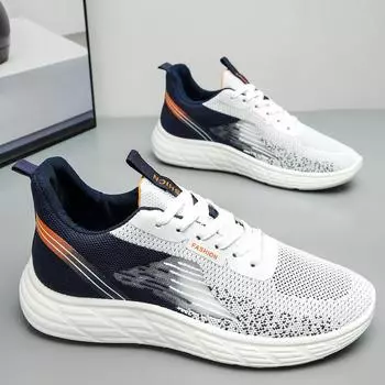 Мужские легкие сетчатые туфли на плоской подошве, удобные, дышащие, мягкие, износостойкие, кроссовки для активного отдыха 39 светло-синий