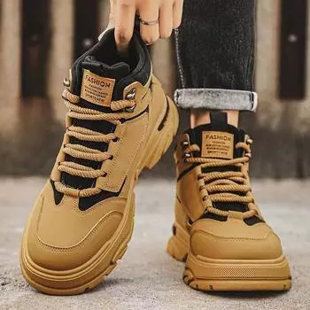 Мужские легкие высокие ботинки Martin, осень 2024 г. — удобная, модная, износостойкая рабочая обувь 40 жёлтый