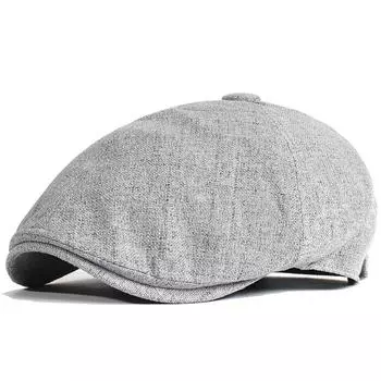 Мужские летние береты, уличная дышащая кепка газетчика, весенние плоские шапки, однотонные шапки с утконосом, винтажный берет в стиле Гэтсби, женская шляпа Adjustable 55-58cm серый