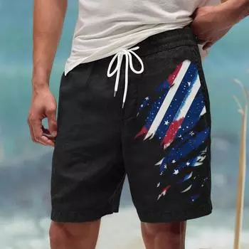 Мужские летние большие повседневные свободные спортивные брюки пляжные шорты L чёрный