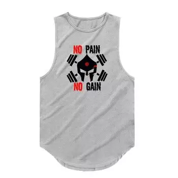 Мужские летние быстросохнущие тонкие дышащие топы Muscleguys, баскетбольный спортивный жилет для фитнеса, футболки без рукавов с принтом M чёрный