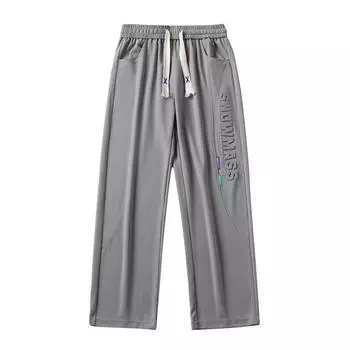 Мужские летние черные универсальные драпированные брюки с широкими штанинами, свободные прямые спортивные брюки для мальчиков M серый
