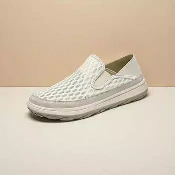 Мужские летние дышащие повседневные сетчатые туфли с мягкой подошвой, без застежек, ленивая обувь для мужчин, кроссовки 39 чёрный