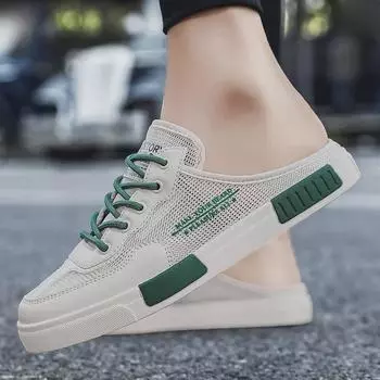 «Мужские летние дышащие сетчатые кроссовки без застежек»: Модные повседневные туфли с закрытым носком для подростков. 38