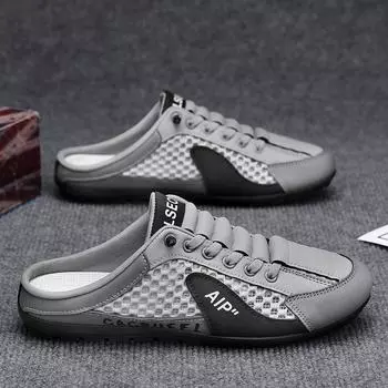 Мужские летние дышащие сетчатые полутапочки с одной педалью для отдыха на природе модные универсальные повседневные туфли Doudou с мягкой подошвой 39