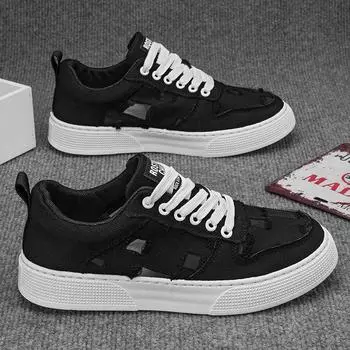 Мужские летние дышащие туфли из парусины с низким верхом, повседневные, маленькие белые туфли для досок, корейская версия, увеличивающие рост, мужские универсальные туфли из ткани нищего 39 белый