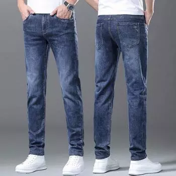 Мужские летние джинсы с эластичной талией, модные повседневные джинсовые брюки, брюки бренда Fatty Brother 28 чёрный