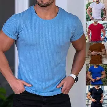 Мужские летние футболки для фитнеса с мышцами, летние спортивные эластичные топы с короткими рукавами, мужские футболки с круглым вырезом для тренировок в тренажерном зале M белый