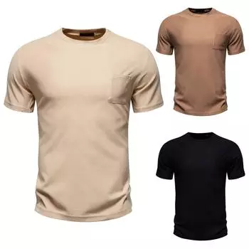 Мужские летние футболки с коротким рукавом Мужские летние повседневные модные дышащие футболки с коротким рукавом L чёрный