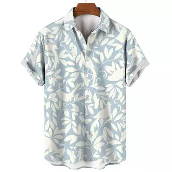 Мужские летние гавайские рубашки с цветочным принтом, с коротким рукавом, свободные, для отдыха на море, социальные, с лацканами, рубашка с 3D-принтом S