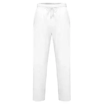 Мужские летние и модные брюки из хлопка и льна M белый