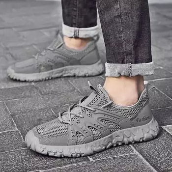 Мужские летние кроссовки из дышащей сетки, тонкие, легкие, полые, сетчатые, мужские, повседневные, спортивные, кроссовки, универсальные 38 песочный
