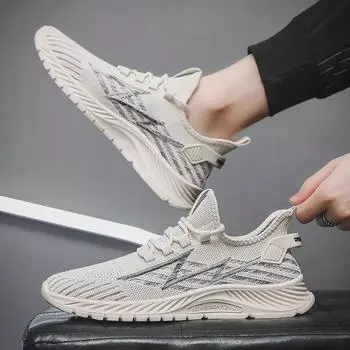 Мужские летние кроссовки с дышащей сеткой - летающий тканый стиль для ежедневных путешествий и использования на улице 42