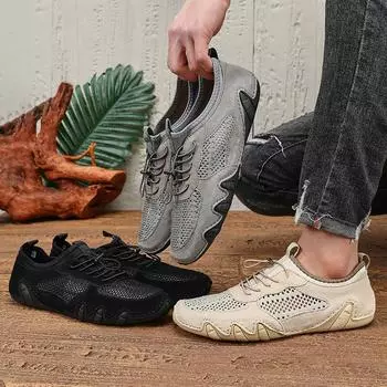 Мужские летние легкие кроссовки, новый сетчатый дизайн, плоская подошва, амортизация, удобный дышащий верх, модная повседневная обувь 42 серый